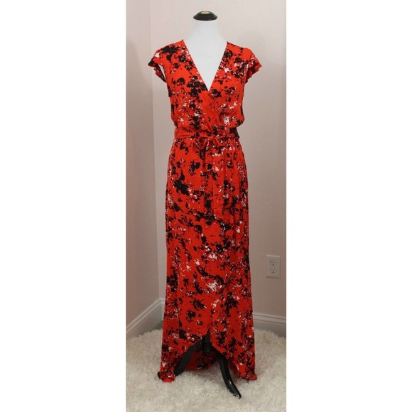 KARINA GRIMALDI Sz M Medium Red Abstract Floral Tamara Print Dress worn once - Picture 8 of 9